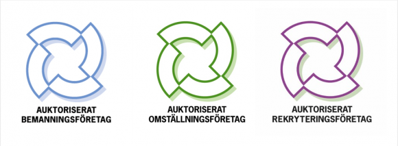 Logotyper för Kompetensföretagens tre auktorisationer